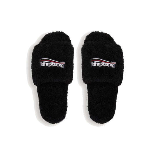 Balenciaga Furry Slide – black